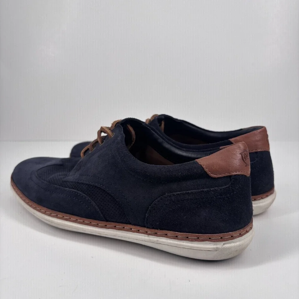 Massimo Dutti Men's Navy Blue Suede Derby‎ Shoes US 8 / EU 41 Lace-Up Classic